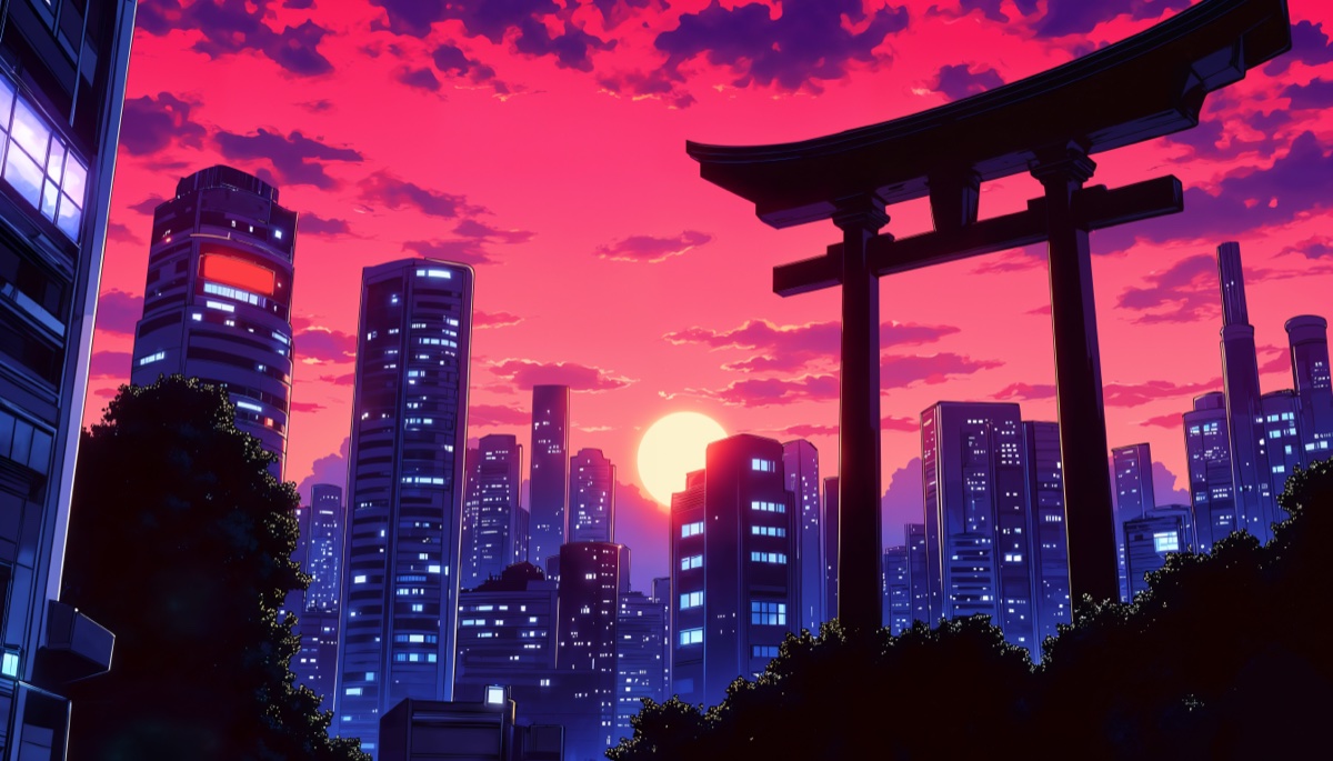 Anime City Sunset